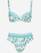 swest Bikini Verde deschis Decorat cu Imprimeu Ornamental Sutien și Chiloți Mirulea