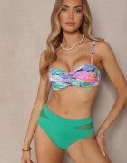 swest Bikini Verde închis Chiloți tip slip și Sutien cu motiv abstract Anitlle
