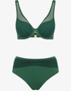 swest Bikini Verde închis cu aplicații din plasă Sutien și Chiloți tip slip Linelissa