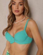 swest Bikini Verde închis cu Motiv Floral Sutien și Chiloți tip slip cu elastic Sadorene