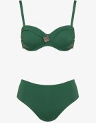 swest Bikini Verde închis Sutien Decorat cu Aplicație Geometrică și Chiloți Figi Kinrina