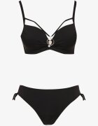swest Chiloți de bikini tip figă Negri cu Reglare și Sutien cu Ornament Natrissa