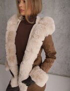 swest Geacă Bej-Maro Tip Parka cu Glugă Decorată cu Blană Detașabilă Valinora