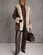 swest Geacă Bej-Maro Tip Parka cu Glugă Decorată cu Blană Detașabilă Valinora