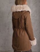 swest Geacă Bej-Maro Tip Parka cu Glugă Decorată cu Blană Detașabilă Valinora