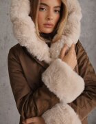 swest Geacă Bej-Maro Tip Parka cu Glugă Decorată cu Blană Detașabilă Valinora