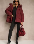 swest Geacă Bordo Oversize cu cusături matlasate și glugă Galeana
