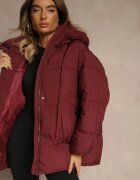 swest Geacă Bordo Oversize cu cusături matlasate și glugă Galeana