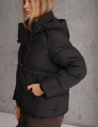 swest Geacă matlasată neagră model oversize cu glugă Galadea