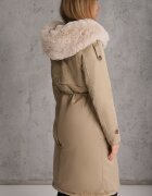 swest Geacă Parka Lungă Bej din Nylon Palton cu Inserții de Blană Rinale