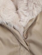 swest Geacă Parka Lungă Bej din Nylon Palton cu Inserții de Blană Rinale