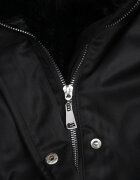 swest Geacă Parka Neagră Lungă de nailon tip palton cu inserții de blană Rinale