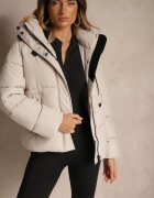 swest Jachetă Matlasată Bej cu croi oversize cu glugă Galadea