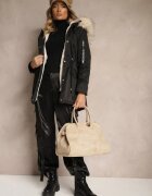 swest Jachetă Parka Negru-Bej cu Glugă și Bordură de Blană Detașabilă Inaveira