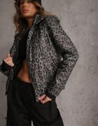 swest Jachetă Verde cu imprimeu leopard cu glugă detașabilă Anastaera