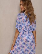 swest Kaftan de plajă albastru cu legătură cu imprimeu floral Mevelaura