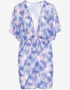 swest Kaftan de plajă albastru cu legătură cu imprimeu floral Mevelaura