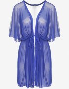 swest Kimono de plajă din plasă albastră cu legătură Sadeoliae