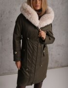 swest Palton Parka Verde închis Lung Din nailon Cu inserții de blană Rinale