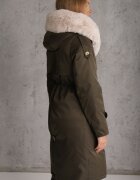 swest Palton Parka Verde închis Lung Din nailon Cu inserții de blană Rinale