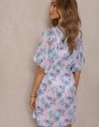 swest Pareo de Plajă Albastru-Roz cu Legătură cu Model Floral Mevelaura