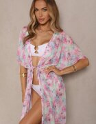 swest Pareo de plajă Fucsia cu legătură cu imprimeu floral Mevelaura