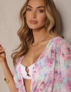 swest Pareo de plajă Fucsia cu legătură cu imprimeu floral Mevelaura