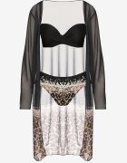 swest Set Bikini Negru Chiloți Sutien și Pareo Leopard Paselina