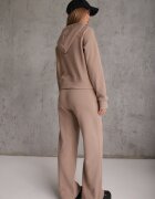 swest Set de trening cu model rib cu glugă și pantaloni wide leg Jateia Bej închis