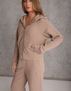 swest Set de trening cu model rib cu glugă și pantaloni wide leg Jateia Bej închis