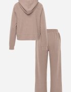 swest Set de trening cu model rib cu glugă și pantaloni wide leg Jateia Bej închis