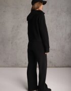 swest Set de trening cu model rib cu glugă și pantaloni wide leg Jateia Negru