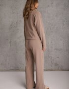 swest Set de trening cu pantaloni Wide Leg și bluză cu fermoar cu guler tip tunică Milia Bej închis