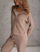 swest Set de trening cu pantaloni Wide Leg și bluză cu fermoar cu guler tip tunică Milia Bej închis