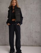 swest Set de trening cu pantaloni Wide Leg și bluză cu fermoar cu guler tip tunică Milia Bleumarin