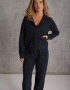 swest Set de trening cu pantaloni Wide Leg și bluză cu fermoar cu guler tip tunică Milia Bleumarin