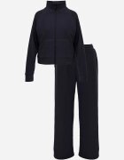 swest Set de trening cu pantaloni Wide Leg și bluză cu fermoar cu guler tip tunică Milia Bleumarin