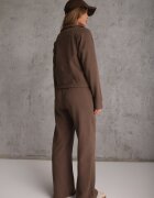 swest Set de trening cu pantaloni Wide Leg și bluză cu fermoar cu guler tip tunică Milia Maro