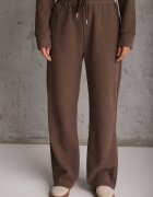 swest Set de trening cu pantaloni Wide Leg și bluză cu fermoar cu guler tip tunică Milia Maro