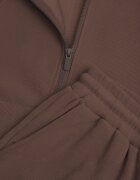 swest Set de trening cu pantaloni Wide Leg și bluză cu fermoar cu guler tip tunică Milia Maro