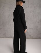 swest Set de trening cu pantaloni Wide Leg și bluză cu fermoar cu guler tip tunică Milia Negru