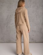 swest Set de trening din polar bluză cu fermoar și glugă pantaloni wide leg Ivama Bej închis