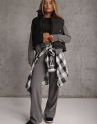 swest Set de trening din polar bluză cu fermoar și glugă pantaloni wide leg Ivama Gri deschis