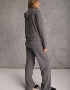 swest Set de trening din polar bluză cu fermoar și glugă pantaloni wide leg Ivama Gri deschis