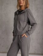 swest Set de trening din polar bluză cu fermoar și glugă pantaloni wide leg Ivama Gri deschis