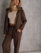swest Set de trening din polar bluză cu fermoar și glugă pantaloni wide leg Ivama Maro