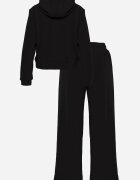 swest Set de trening din polar bluză cu fermoar și glugă pantaloni wide leg Ivama Negru