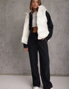 swest Set trening cu nervuri pantaloni cu croială largă și bluză cu glugă Rerih Bleumarin