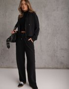 swest Set trening pantaloni drepti și bluză cu glugă cu fermoar Timas Negru