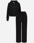 swest Set trening pantaloni drepti și bluză cu glugă cu fermoar Timas Negru